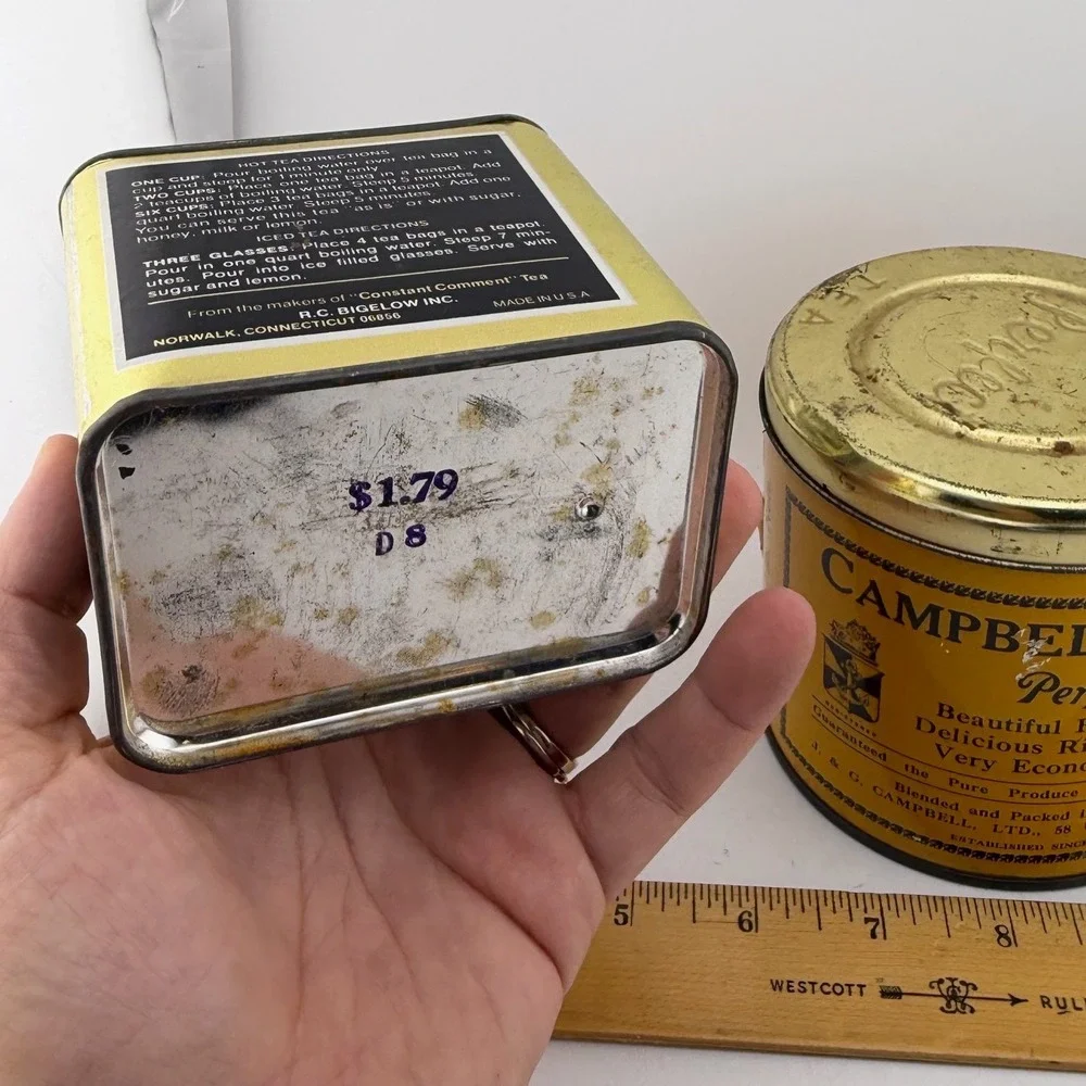 Bigelow Campbell's Vintage Tea Tin Set Rustic Decor